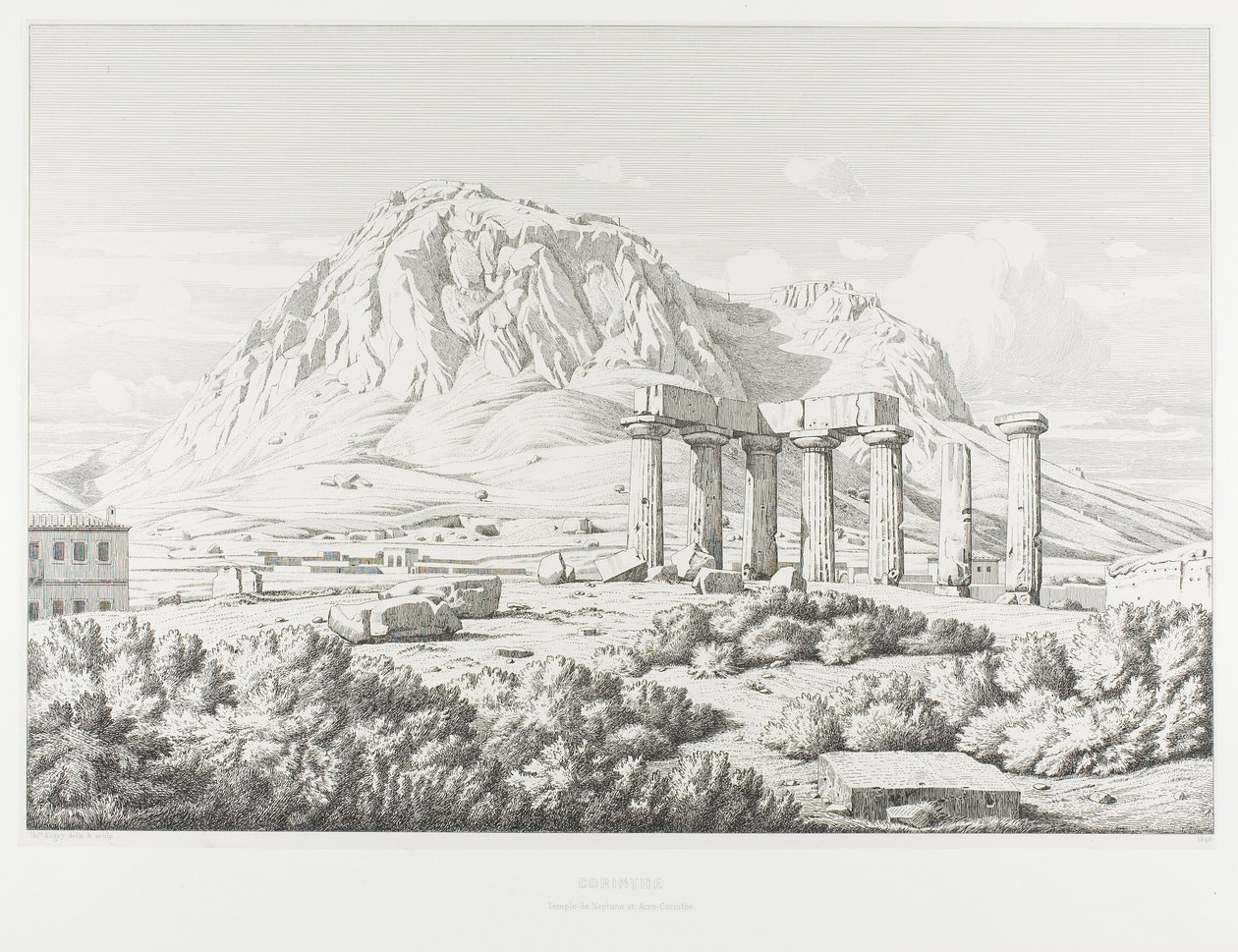 Corinthe : Temple de Neptune et Acrocorinthe - Théodore Caruelle d