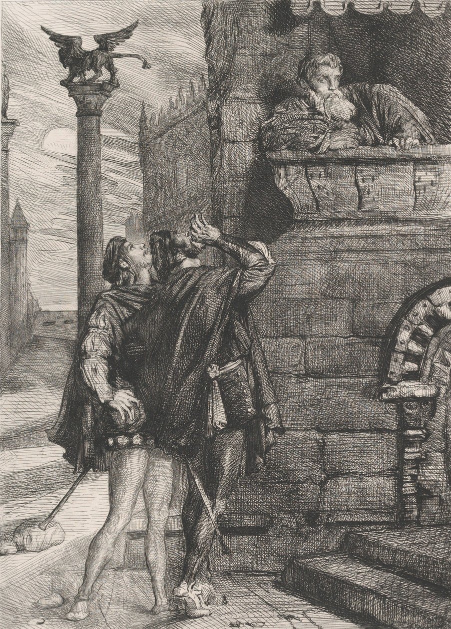 Réveillez-vous ! Quoi ! Brabantio ! Voleurs ! Voleurs ! : planche 1 de Othello Acte 1, Scène 1, 1844 - Théodore Chassériau