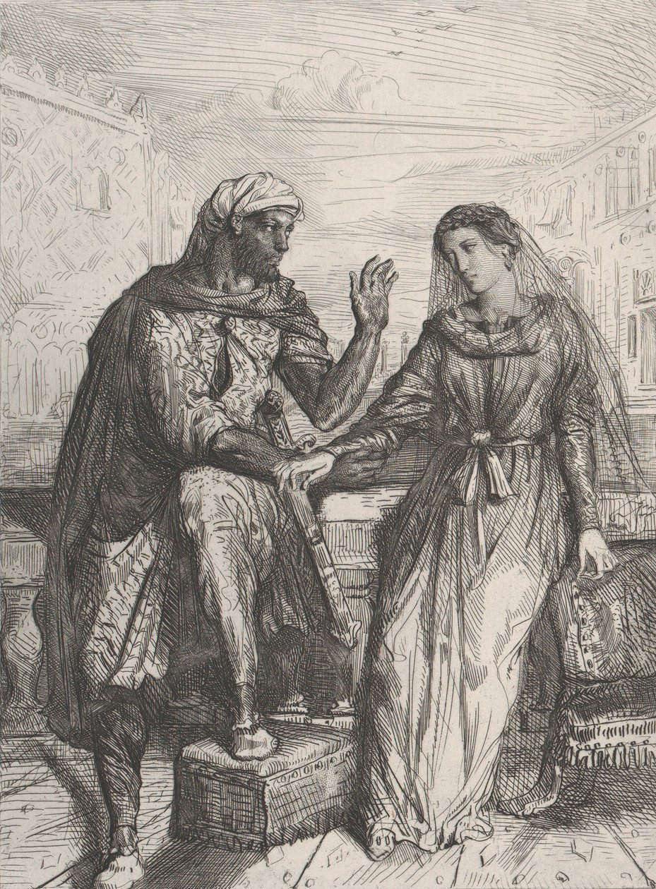 Elle me remercia : planche 2 de Othello Acte 1, Scène 3, 1844 - Théodore Chassériau