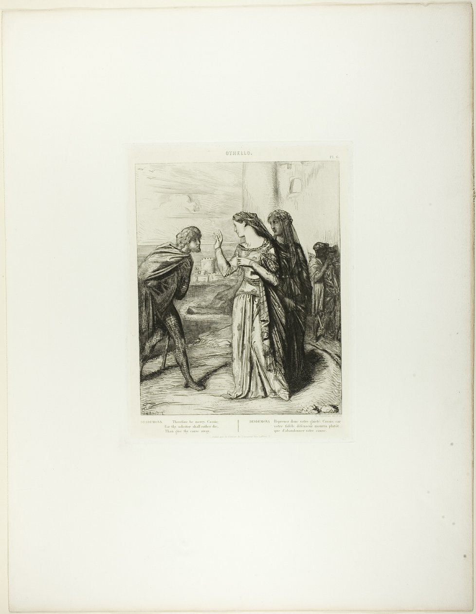 Soyez donc joyeux Cassio, planche 6 (acte 3, scène 3) de Othello - Théodore Chassériau