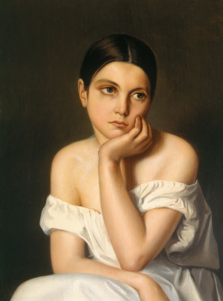Jeune fille (mélancolique), vers 1833-35 (huile sur carton) - Théodore Chassériau