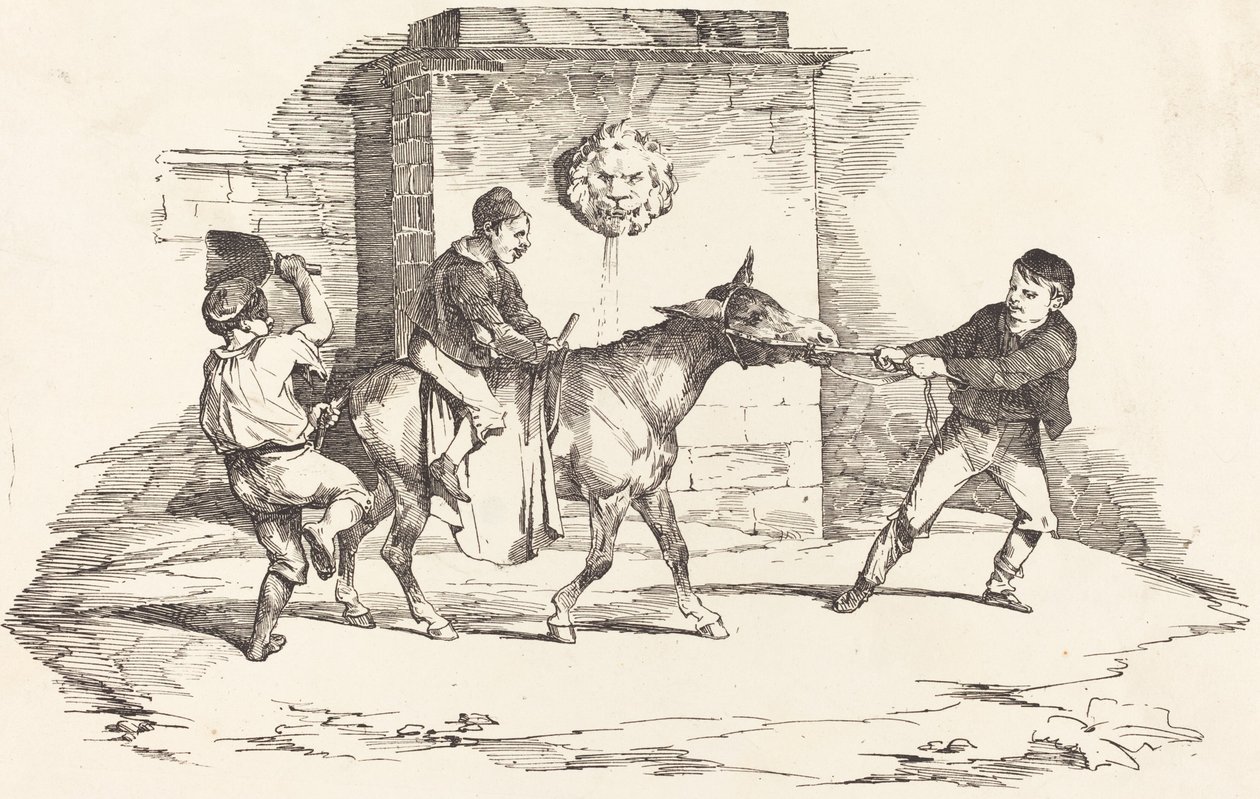 Trois enfants jouant avec un âne - Théodore Gericault and Nicolas Toussaint Charlet