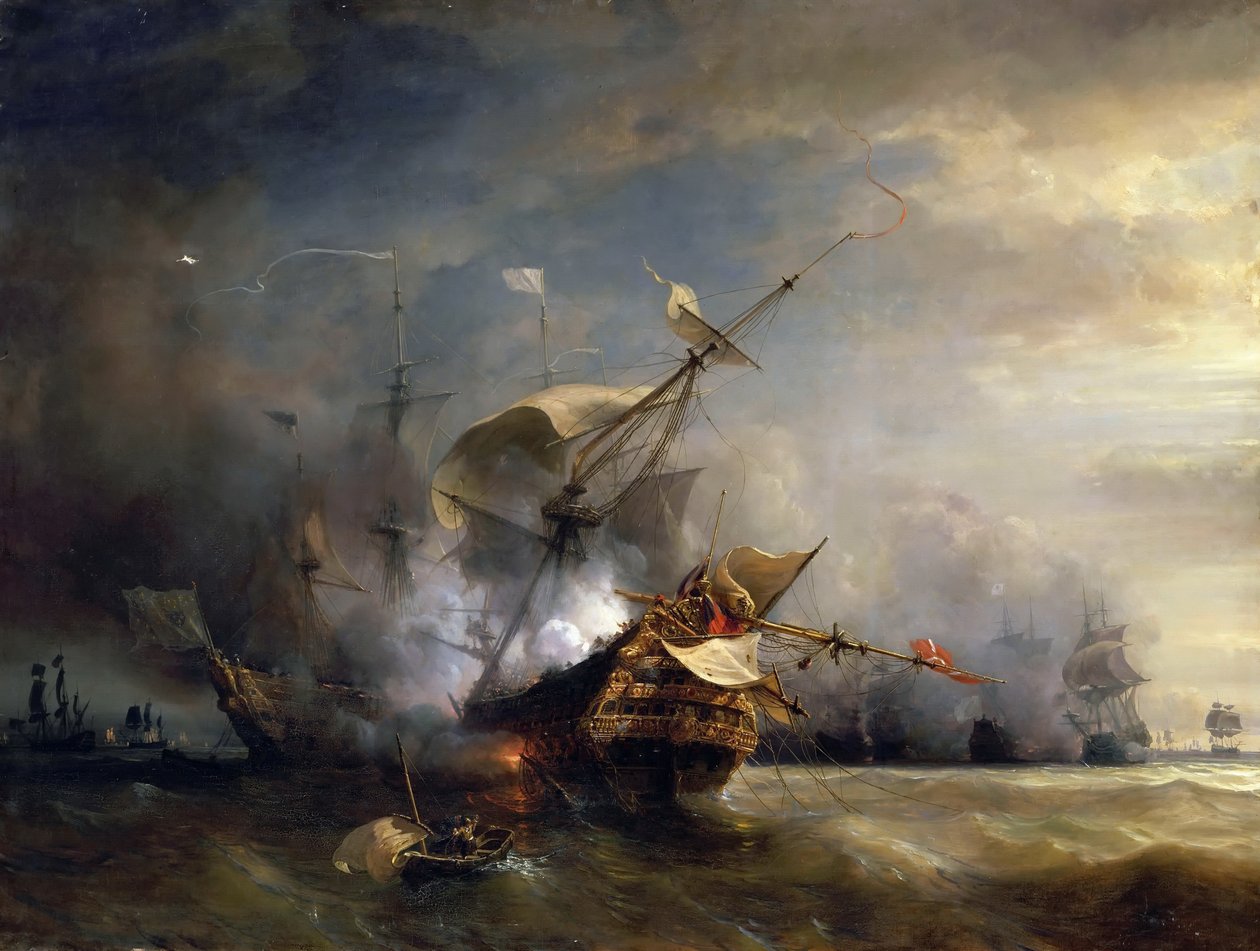 La bataille navale près de Lizard Point, Cornouailles le 21 octobre 1707 - Jean Antoine Theodore Gudin