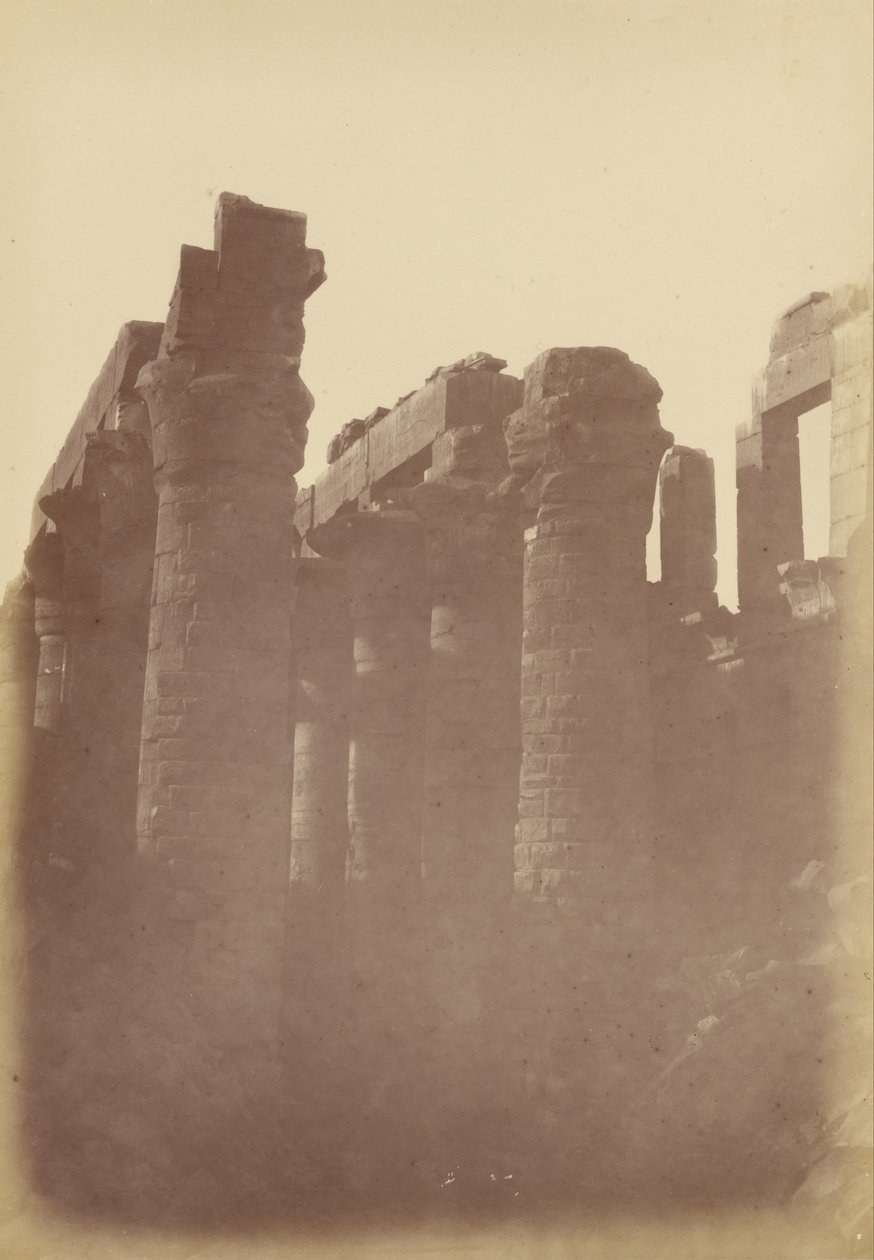 Vue rapprochée des piliers de la salle hypostyle, Karnak - Théodule Devéria