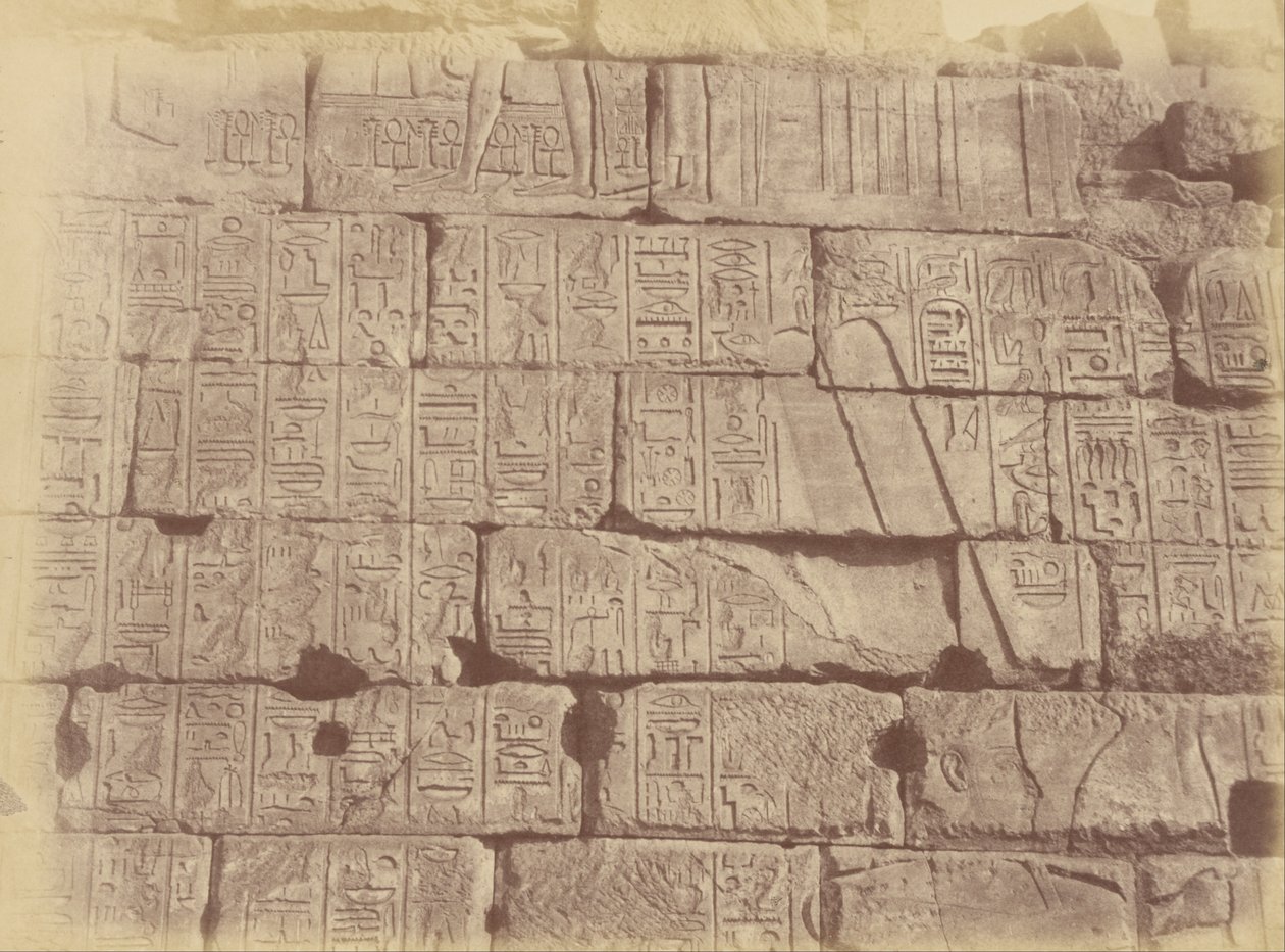 (Vue rapprochée des inscriptions hiéroglyphiques et sculptures (Liste des nations vaincues), Karnak) - Théodule Devéria