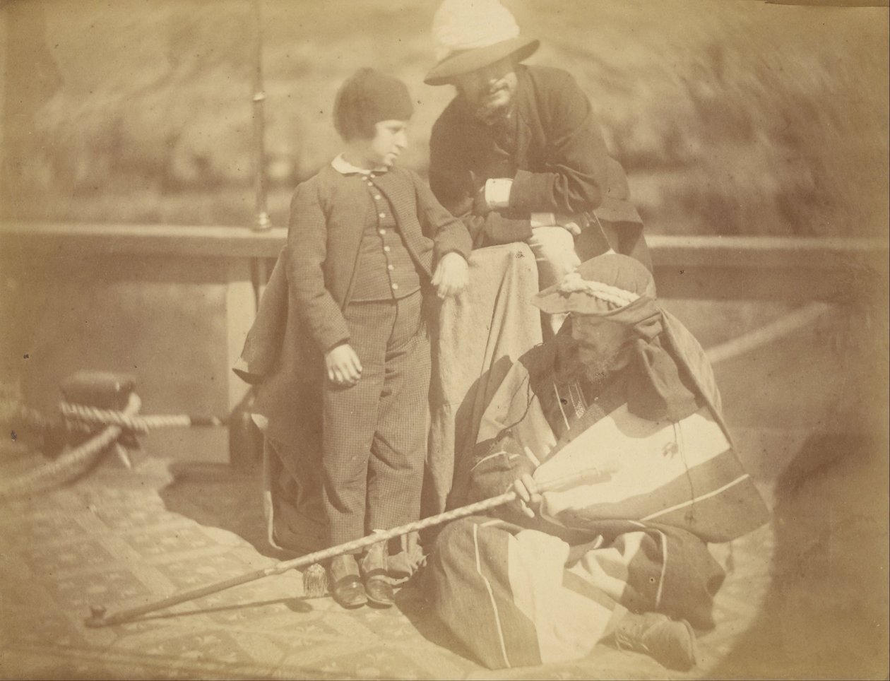 (Portrait de groupe de deux hommes occidentaux et d