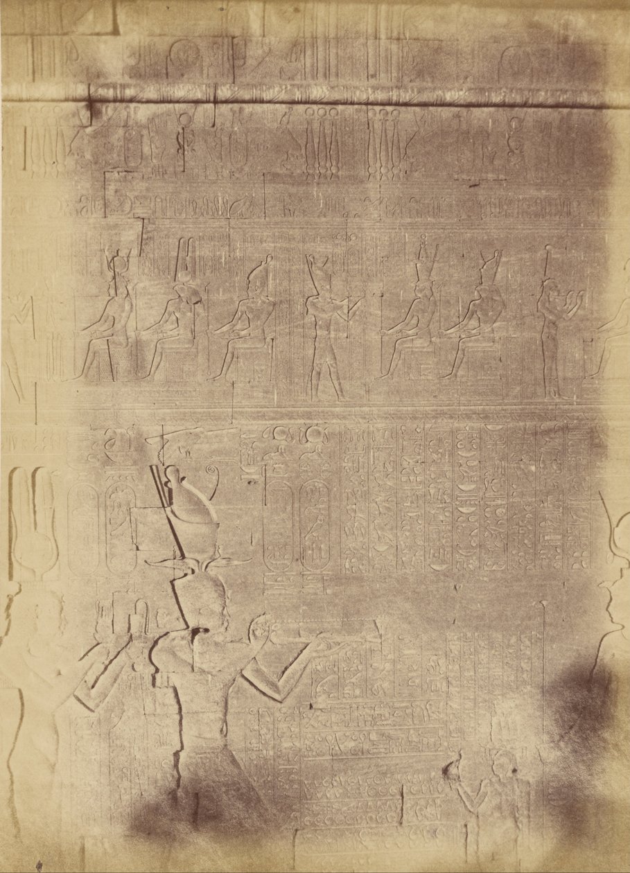 Gros plan sur les inscriptions hiéroglyphiques (probablement du Temple d