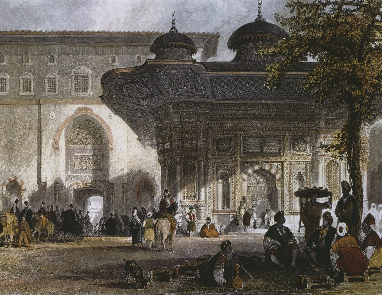 Porte impériale du palais de Topkapi et fontaine du sultan Ahmed III, Istanbul, 1839 - Thomas Allom