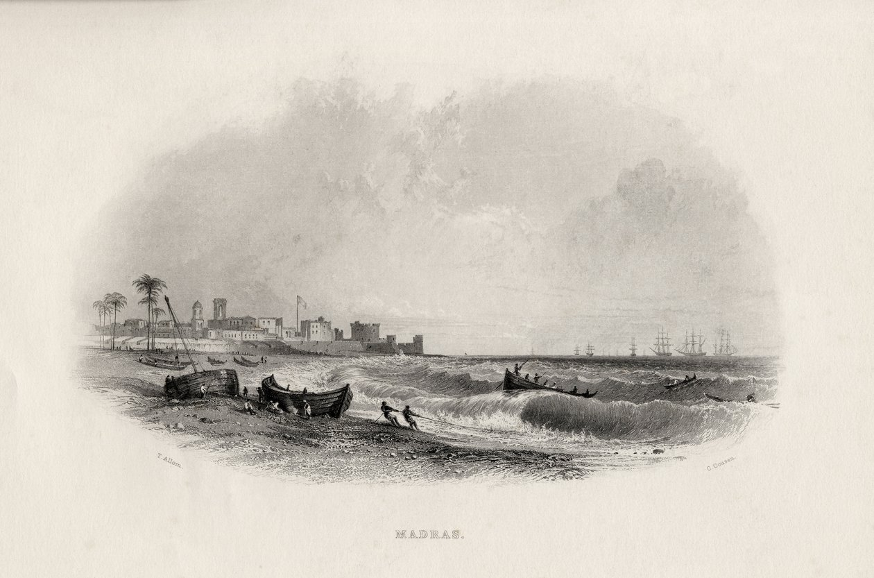 Madras, Inde, gravée par Charles Cousen (1815-89) - Thomas Allom