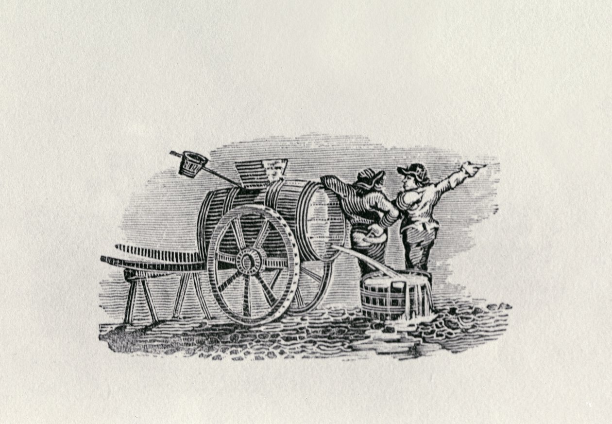 Deux hommes avec une charrette à tonneau - Thomas Bewick
