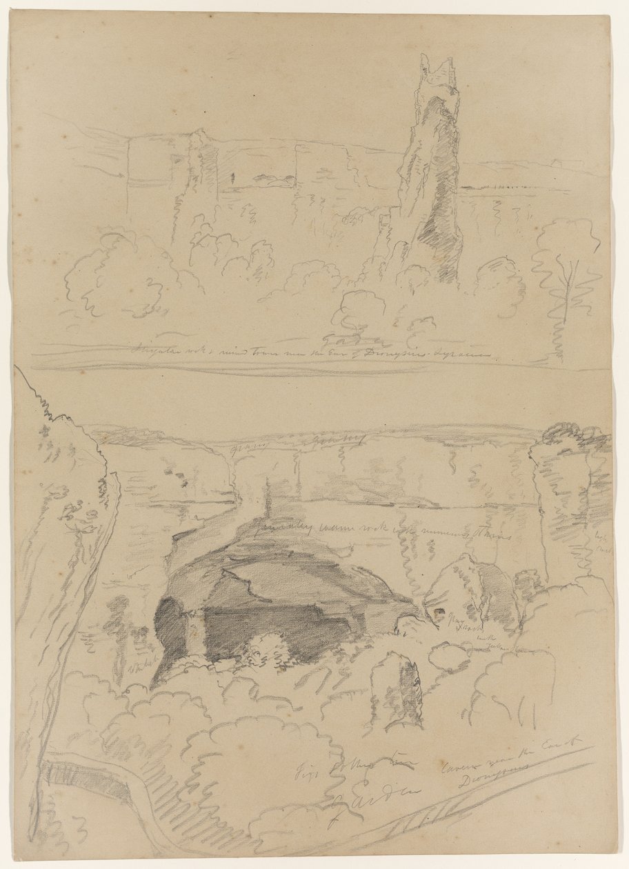 Roche, ruines de tour et caverne près de l