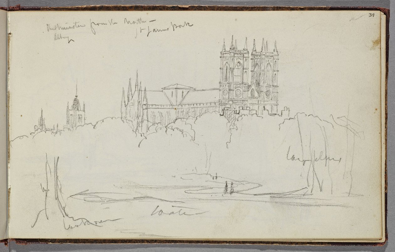 Abbaye de Westminster depuis le nord, St. James Park, vers 1830 - Thomas Cole