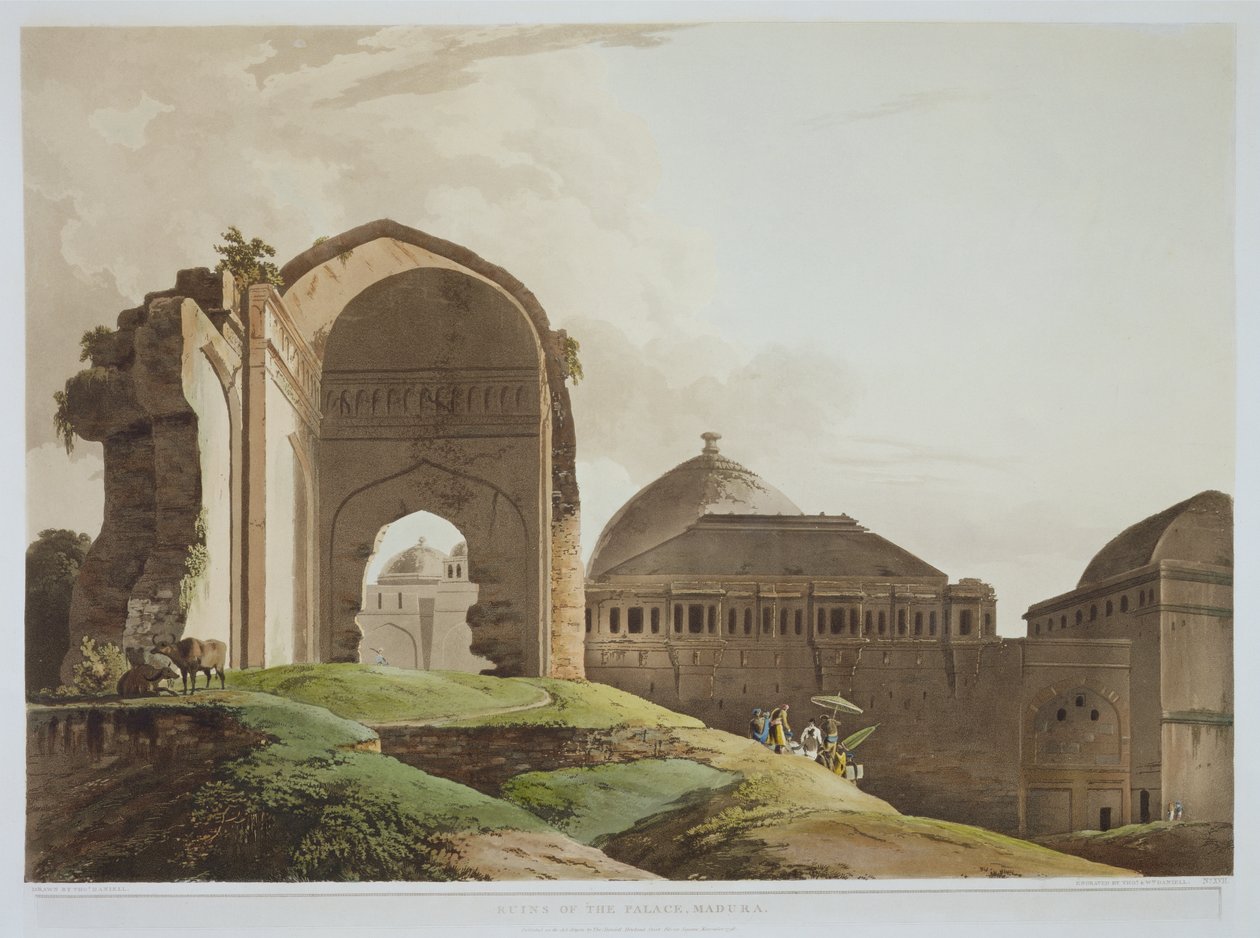 Ruines du Palais, Madura, planche 17 de la Partie 2 de Scènes Orientales, gravé par l