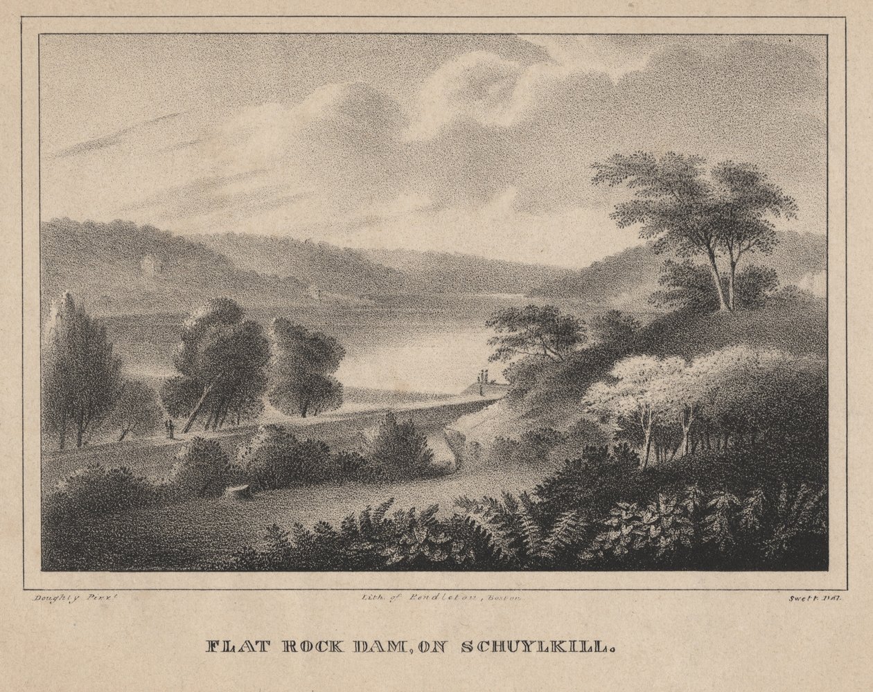Barrage de Flat Rock, sur Schuykill, gravé par Moses Swett, 1827 - Thomas Doughty