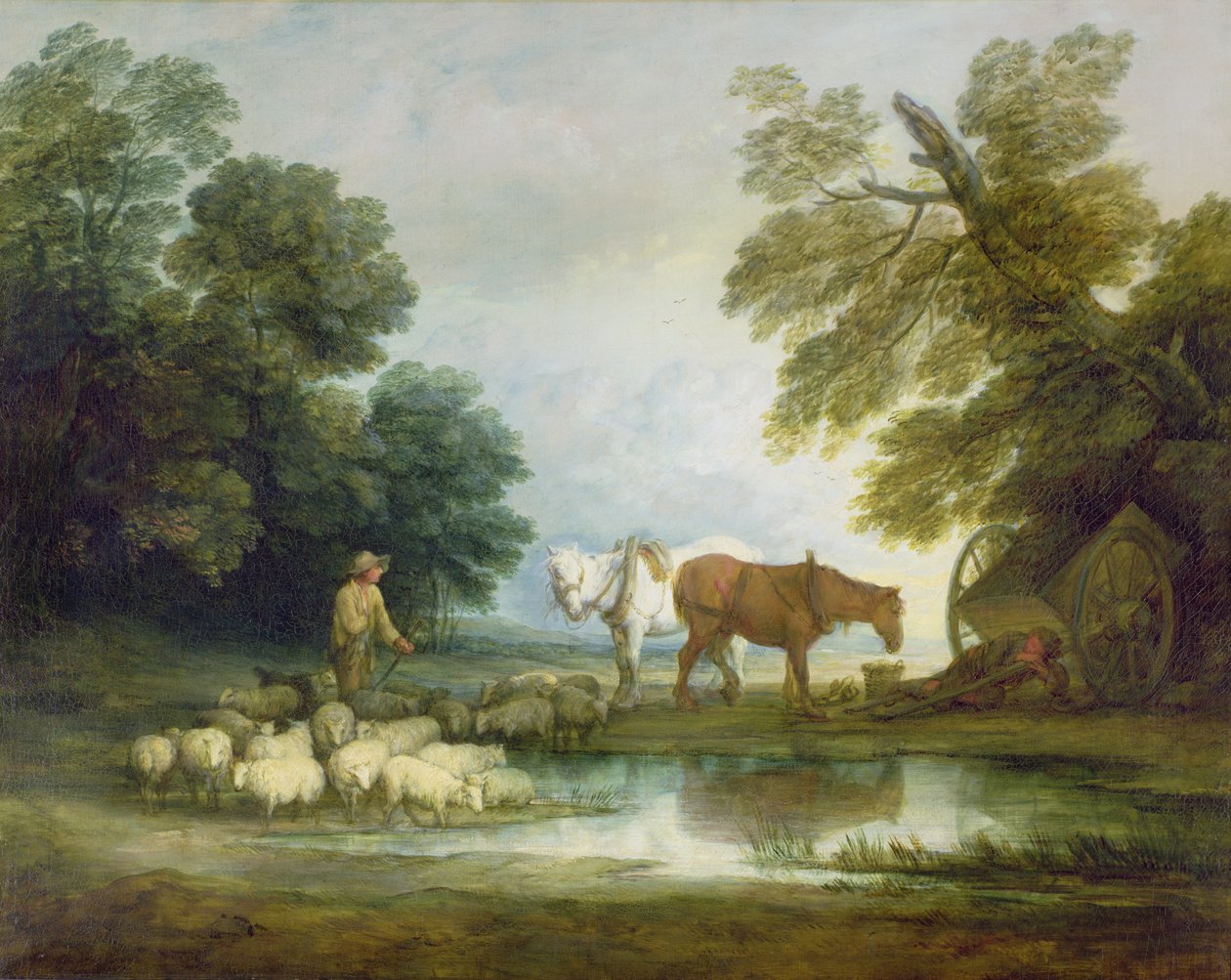 Photo Stéréo Aquarellée Pays De Galles, Hommes Près D'un Ruisseau, Ca.1860 - Tirage Original D'époque