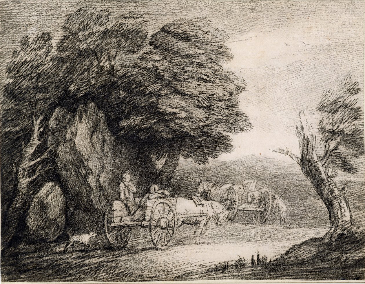 Paysage boisé avec charrettes et figures - Thomas Gainsborough