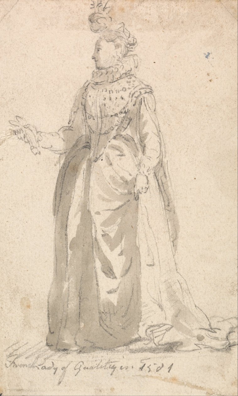 Étude de costume - Dame de qualité française en 1501 - Thomas Girtin