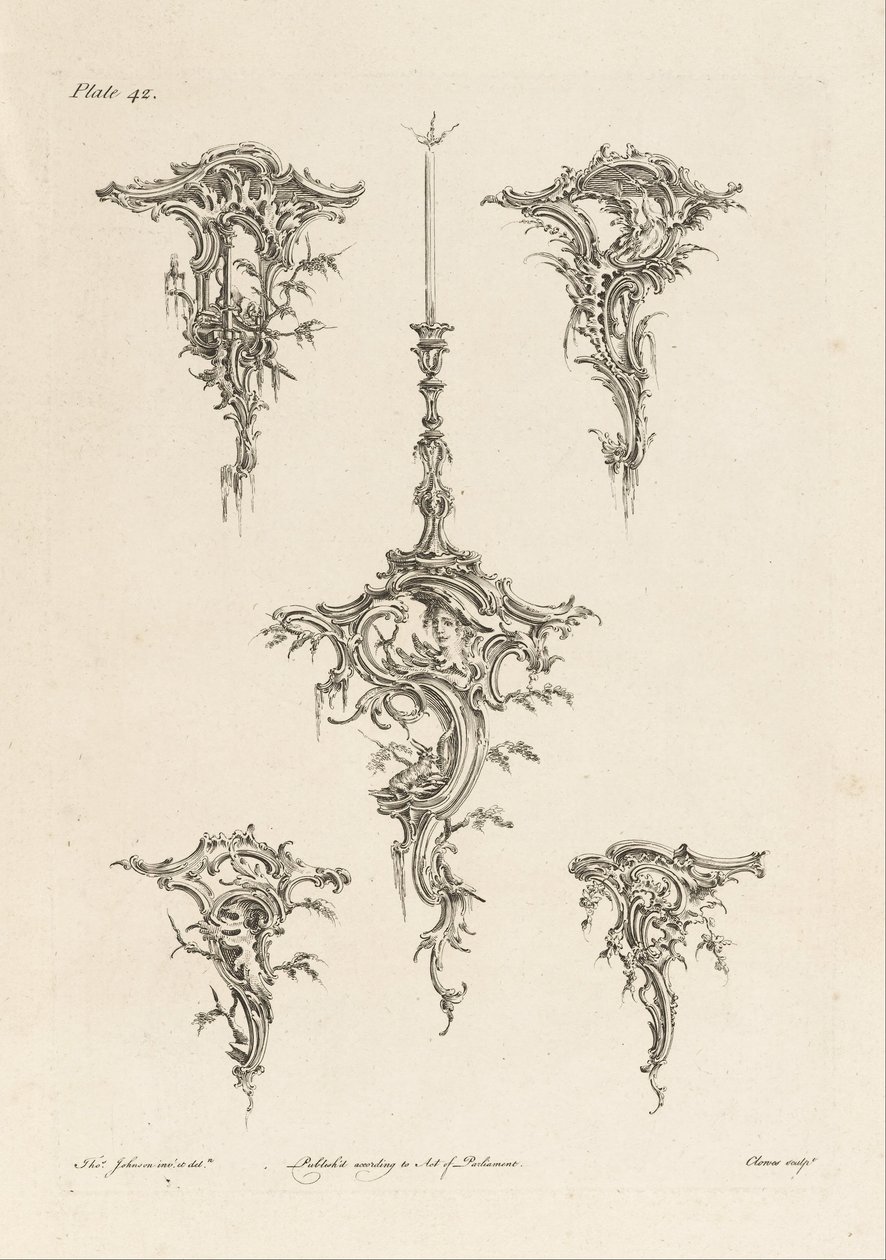 Design pour supports muraux, planche 42 dans Cent cinquante nouveaux designs - Thomas Johnson