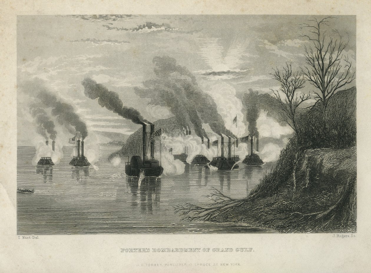 Bombardement de Grand Gulf par Porter, vers 1863 - Thomas Nast