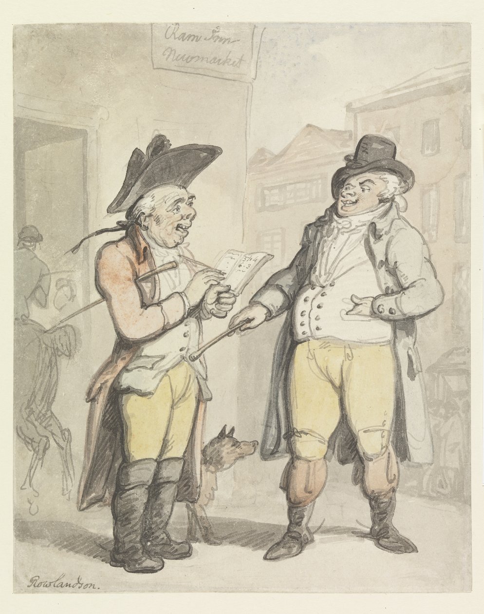 Un bookmaker et son client devant le Ram Inn, Newmarket - Thomas Rowlandson