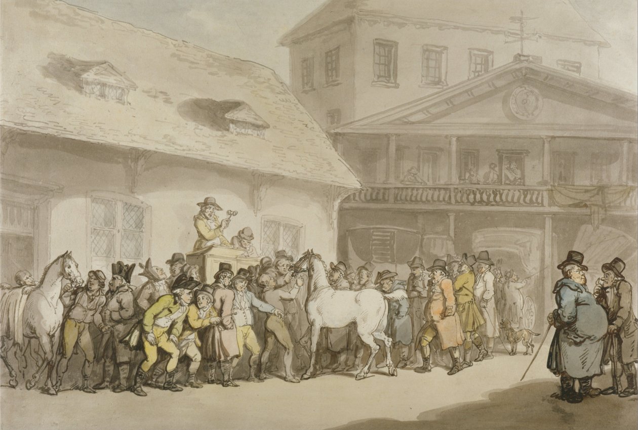 Vente de chevaux au dépôt de Hopkins, Barbican - Thomas Rowlandson