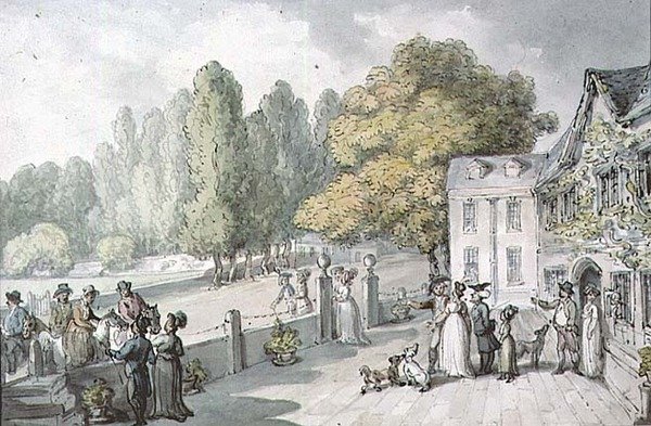 Une maison avec des personnages, anciennement connue sous le nom de The Green, Richmond - Thomas Rowlandson