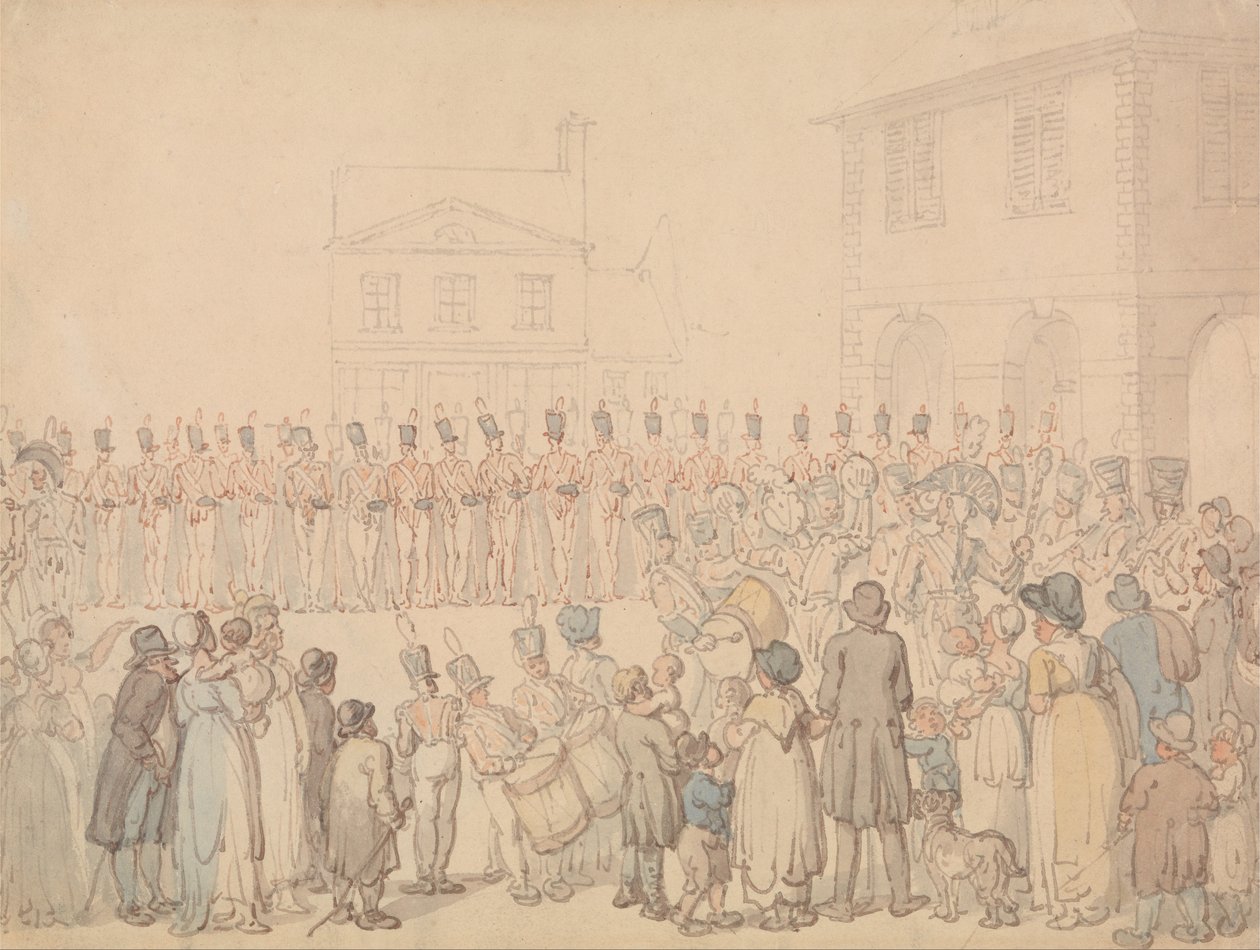 Revue de la milice de Northampton à Brackley - Thomas Rowlandson