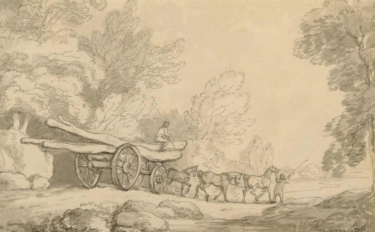 Un chariot de bois, vers 1790 - Thomas Rowlandson