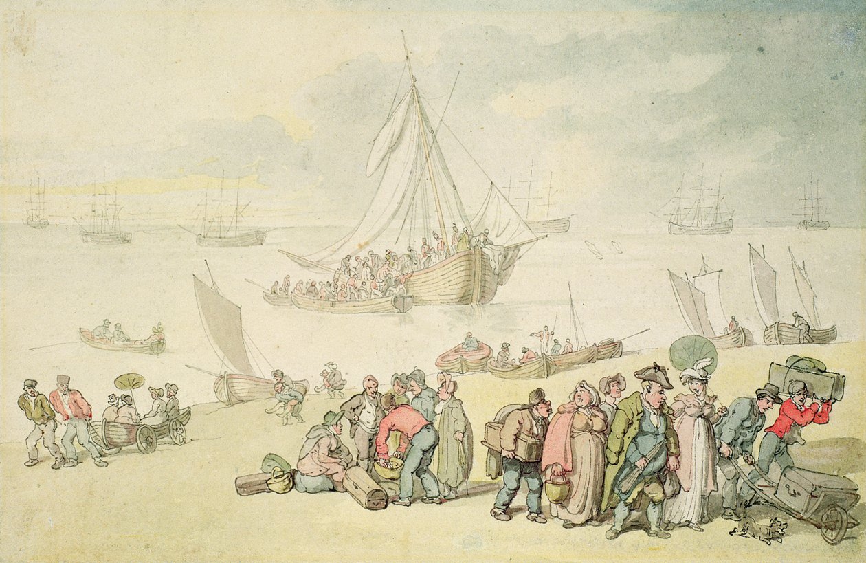 Débarquement à la rivière Medina, Île de Wight - Thomas Rowlandson