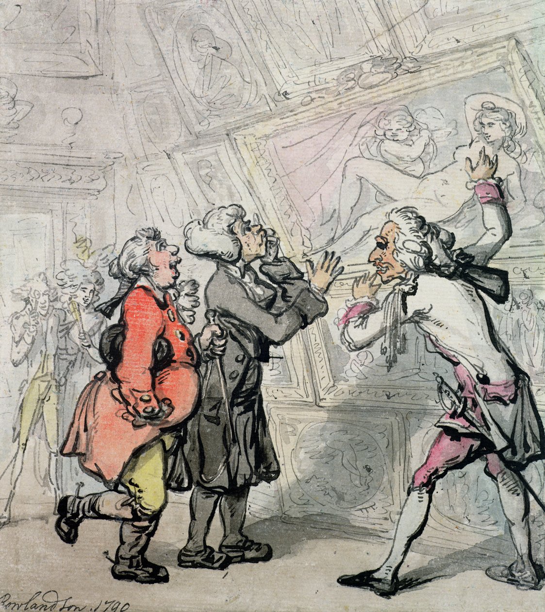 Des Anglais regardant des tableaux lors du Grand Tour, 1790 - Thomas Rowlandson
