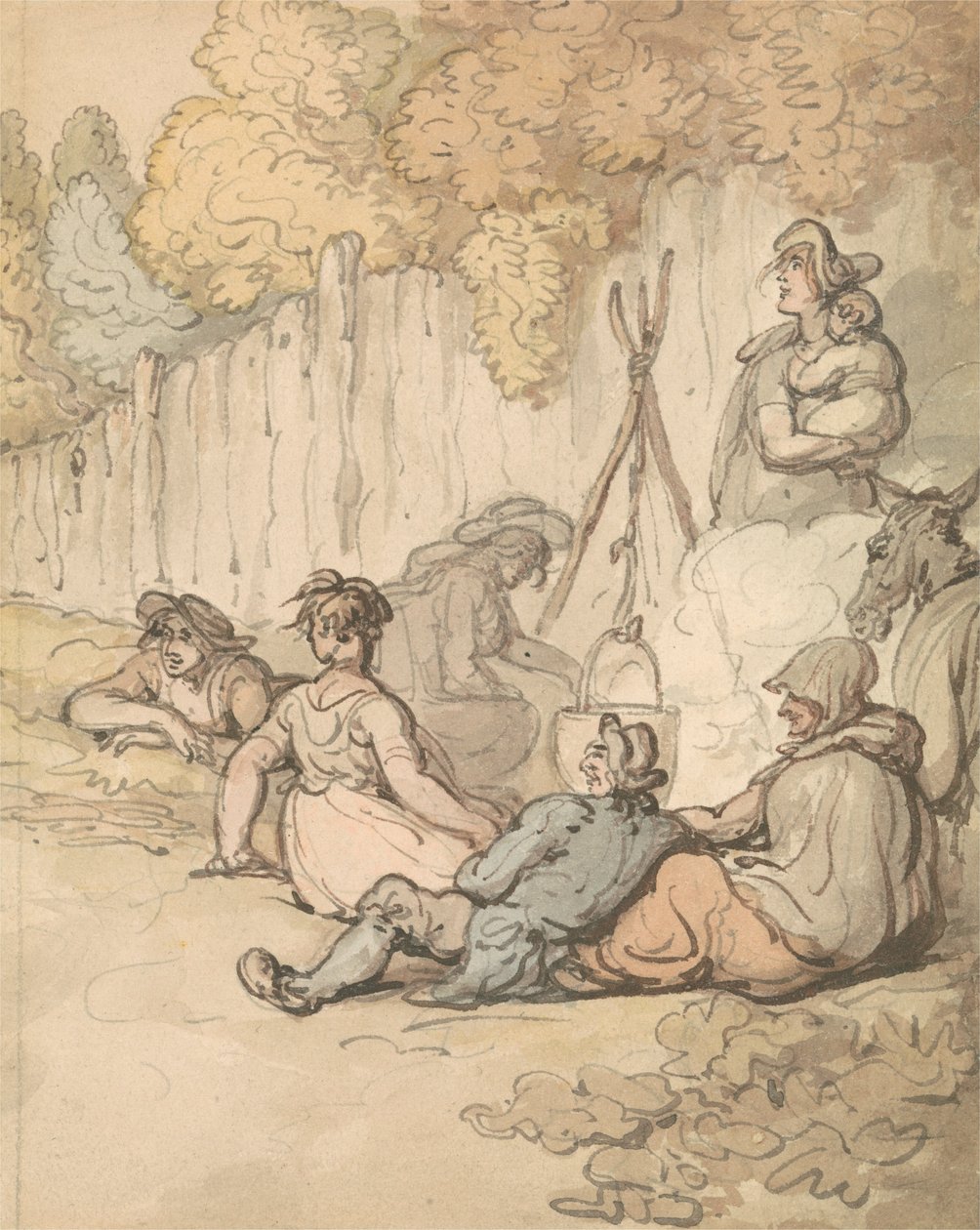 Gitans cuisinant sur un feu ouvert - Thomas Rowlandson
