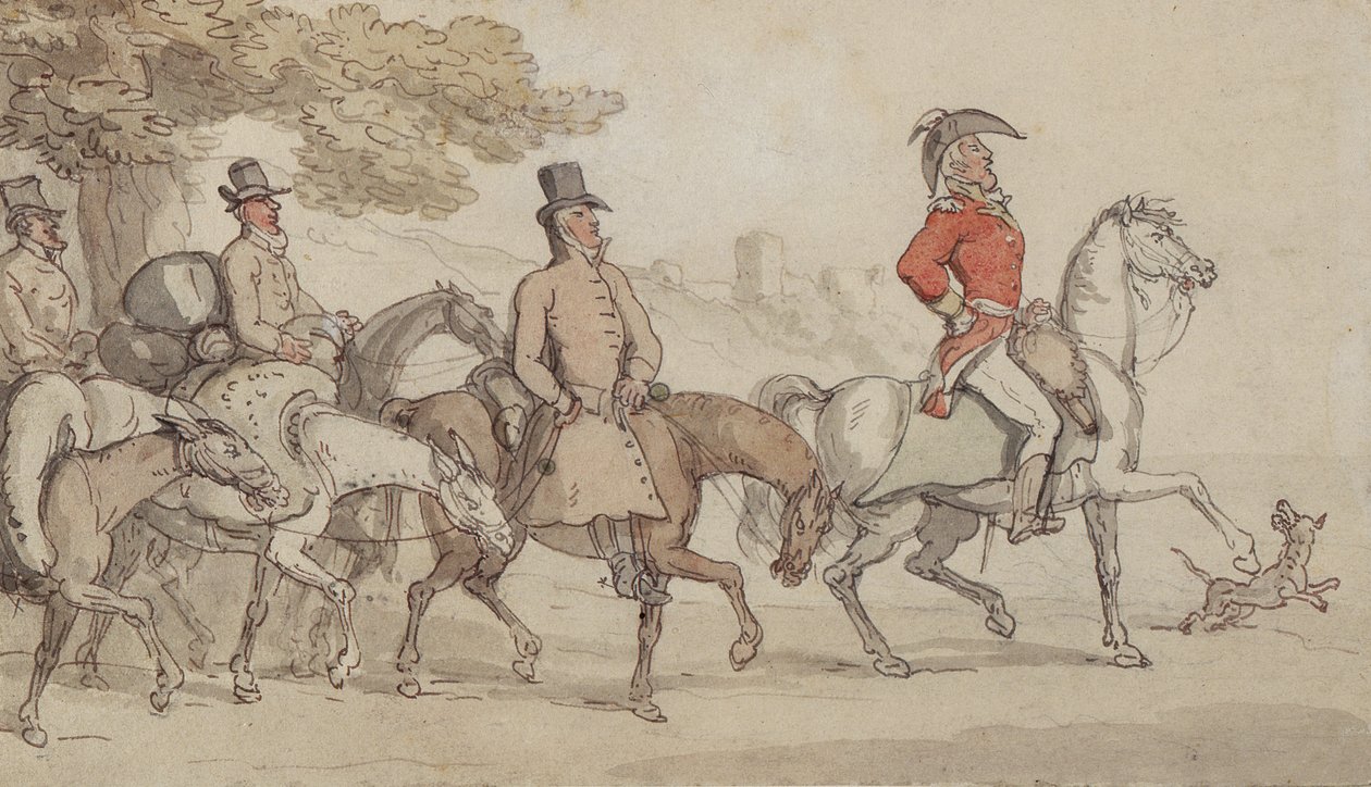 Illustrations pour Les Aventures militaires de Johnny Newcome : Dashed with his suite for Santarem that night par John Mitford (1782-1831) - Thomas Rowlandson