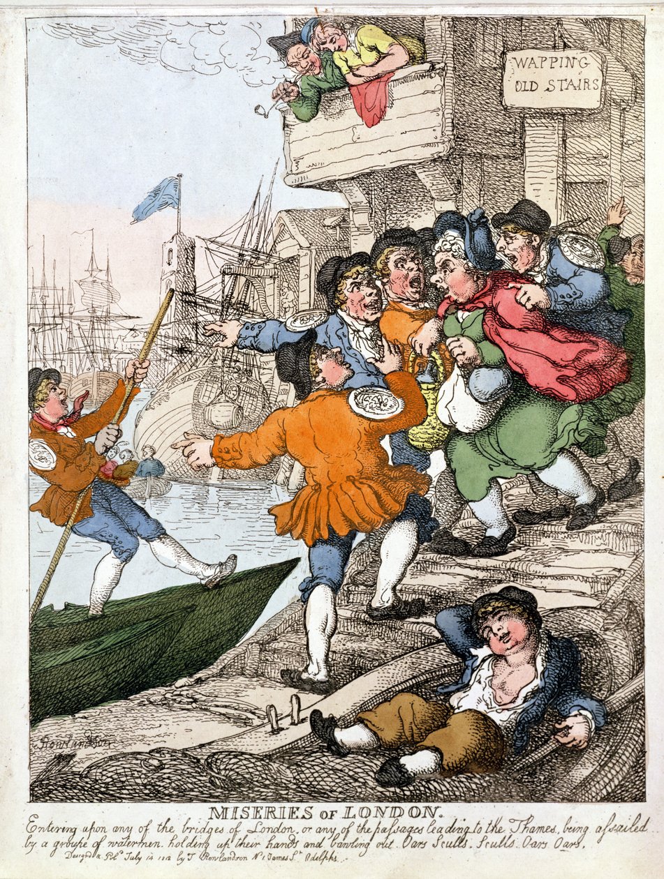 Misères de Londres - la Tamise à Wapping - Thomas Rowlandson