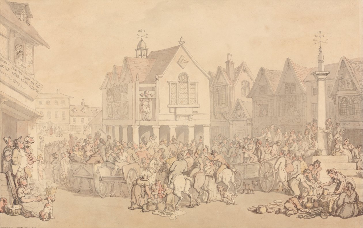 Place du marché de Newbury, Berkshire - Thomas Rowlandson