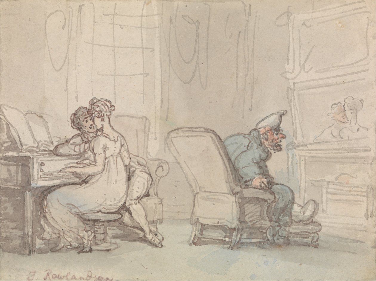 Réflexions, ou la leçon de musique - Thomas Rowlandson