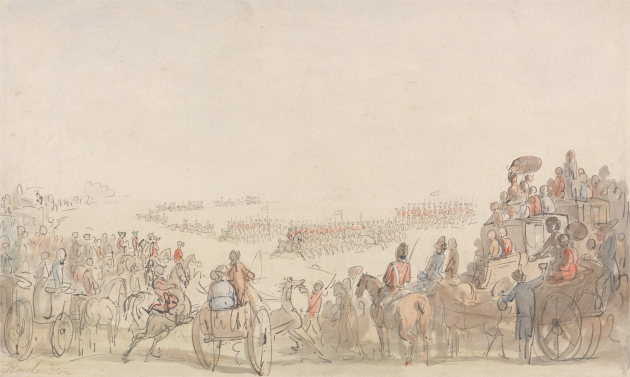 Revue des volontaires de la cavalerie légère sur Wimbledon Common - Thomas Rowlandson