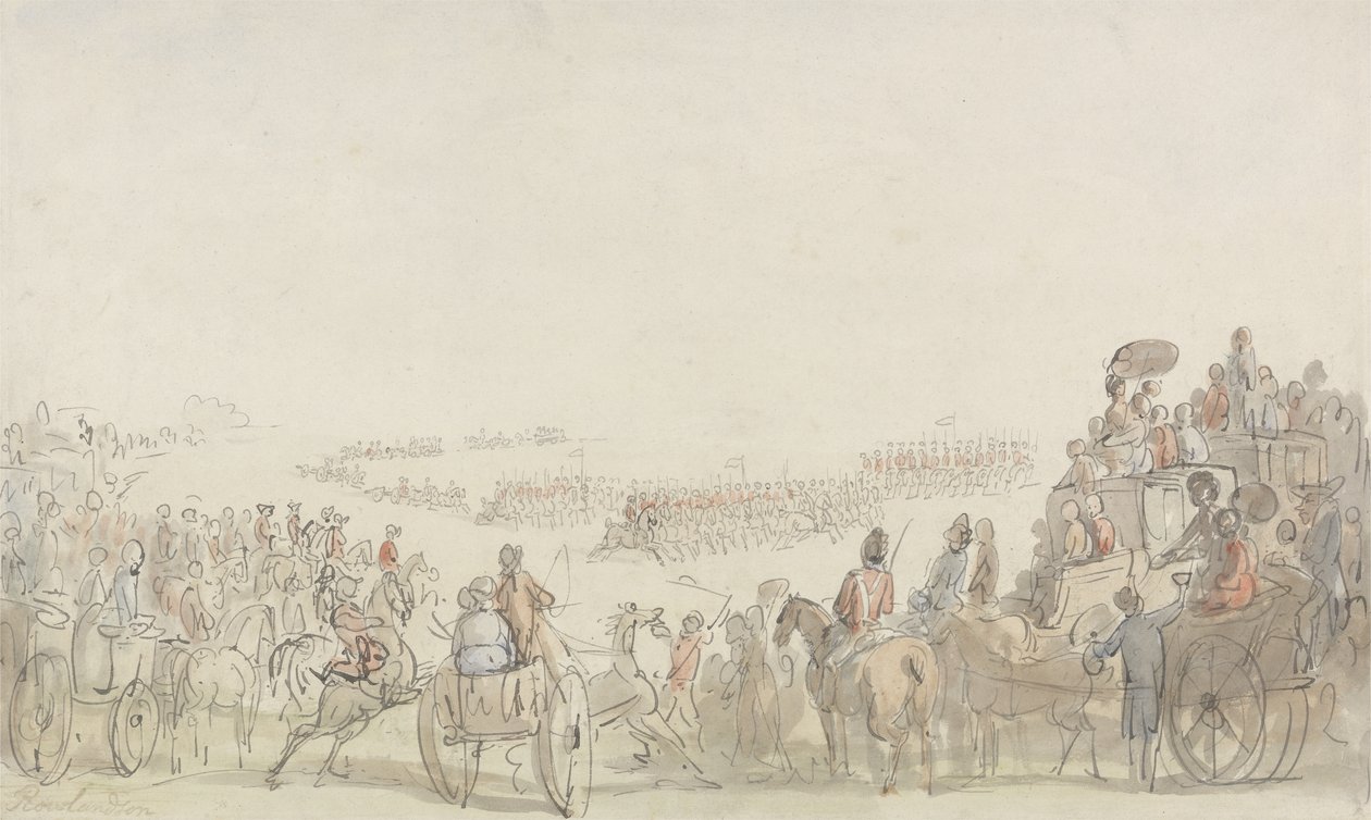 Revue des volontaires de la cavalerie légère sur Wimbledon Common, 1798 - Thomas Rowlandson