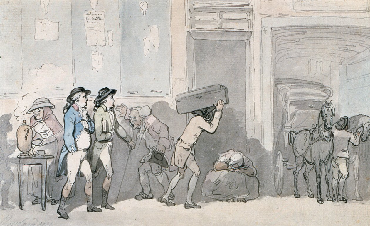 Rowlandson et Wigstead (1745-93) arrivant à une auberge - Thomas Rowlandson
