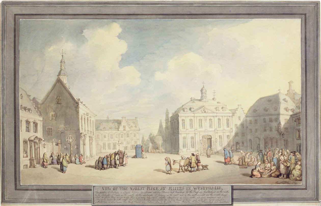 La place du marché à Juliers en Westphalie, 1791 - Thomas Rowlandson