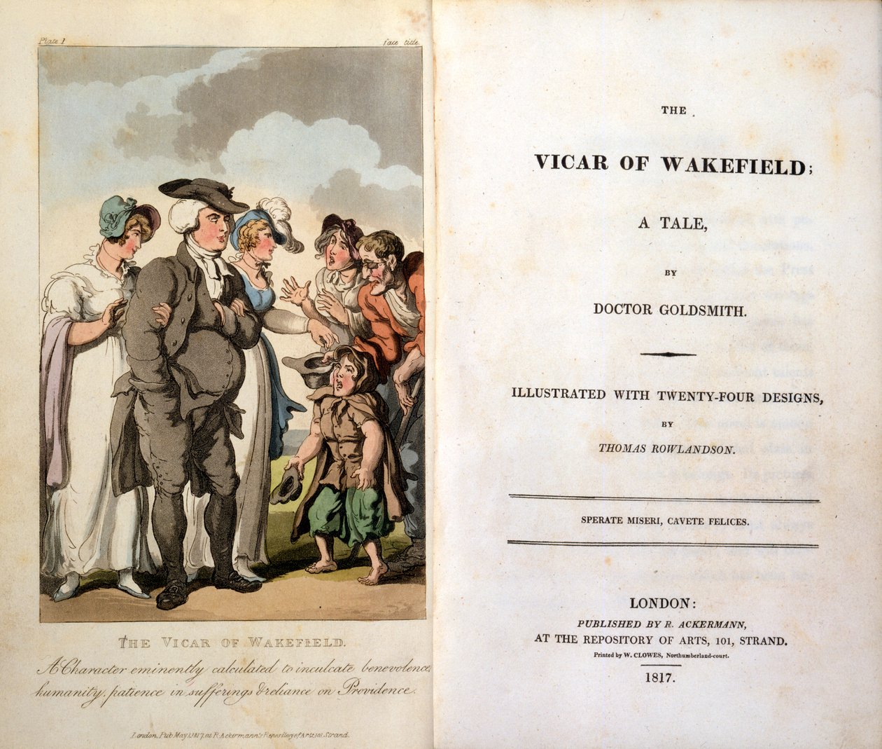 Le Vicaire de Wakefield par Oliver Goldsmith, Frontispice, 1817 - Thomas Rowlandson