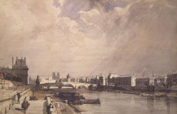 Vue le long de la Seine avec le Pont Royal et le Pavillon de Flore, Tuileries - Thomas Shotter Boys
