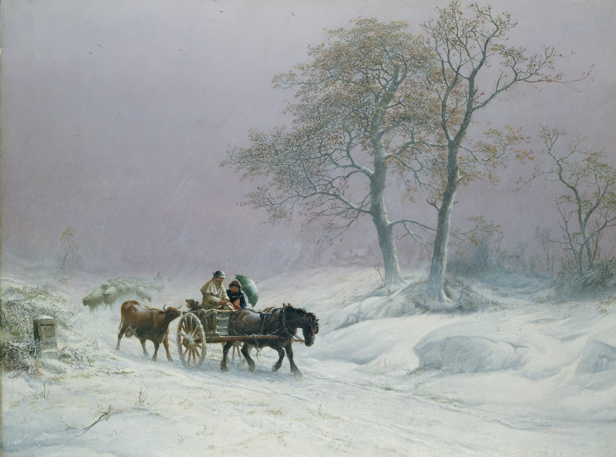 La route hivernale vers le marché - Thomas Sidney Cooper