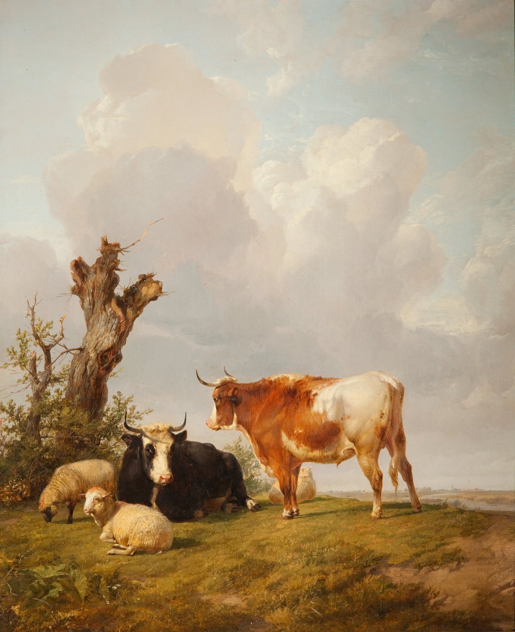 Vue dans la vallée de Stour avec deux vaches - Thomas Sidney Cooper