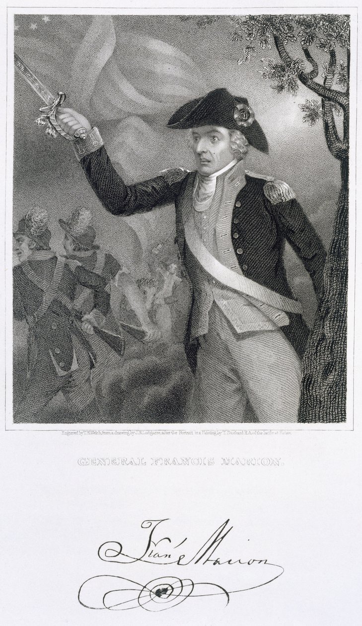 Portrait du général Francis Marion à la bataille d