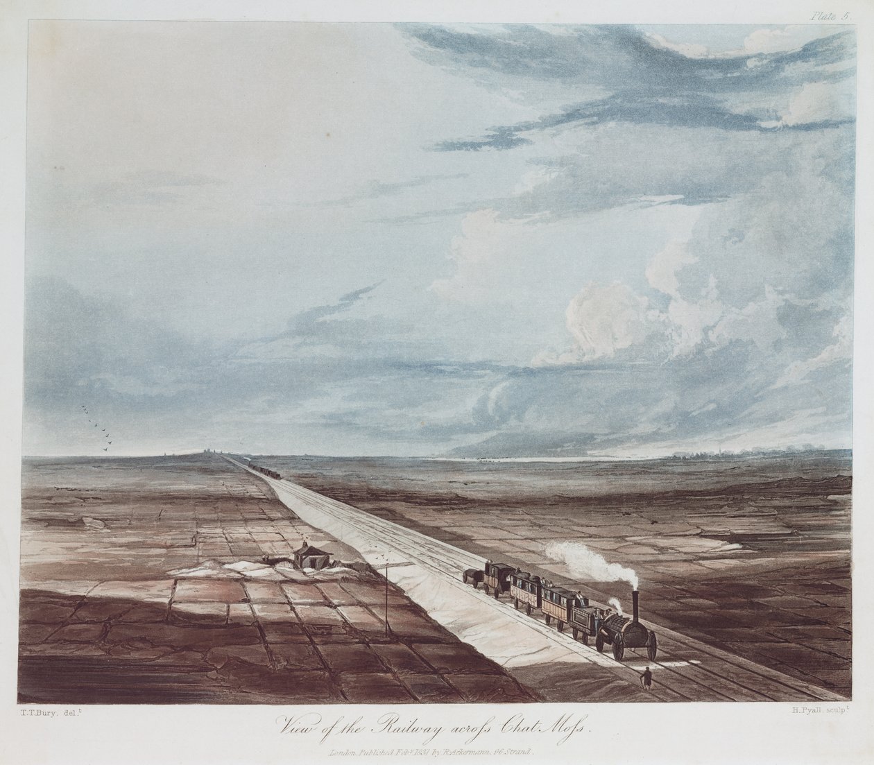 Vue du chemin de fer à travers Chat Moss, gravé par Henry Pyall (1795-1833) 1831 - Thomas Talbot after Bury