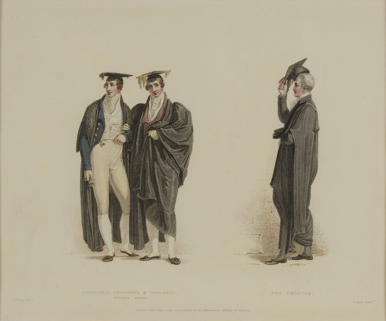 Gentleman Commoner et Nobleman avec Pro Proctor, gravé par J. Agar, publié dans 