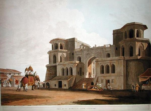 La porte Punj Mahalla, Lucnow, publiée en 1801 - Thomas und William Daniell