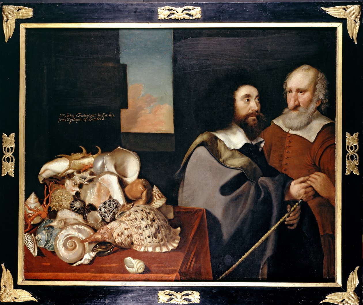 John Tradescant le Jeune avec Roger Friend et une Collection de Coquillages Exotiques, 1645 - Thomas de Critz