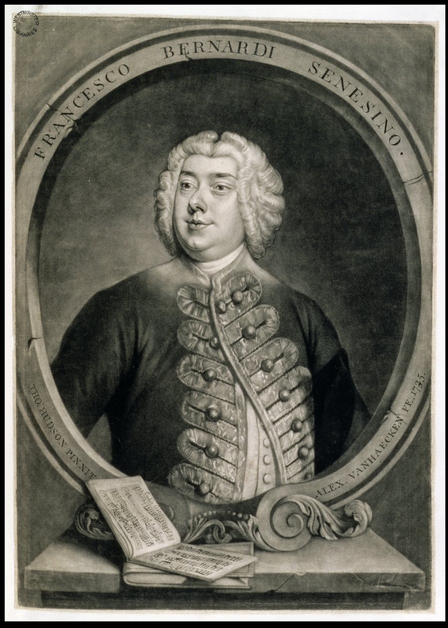 Francesco Bernardi Senesino, gravé par Alexander van Haecken (1701-58) - Thomas (after) Hudson
