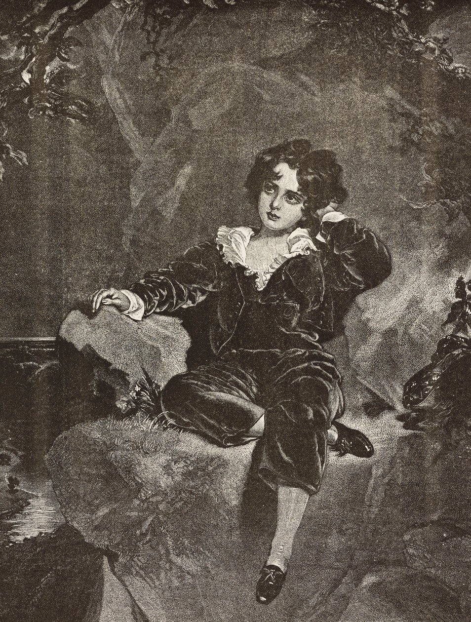 Portrait de Maître Lambton enfant, Charles William Lambton, le Garçon Rouge, gravure d